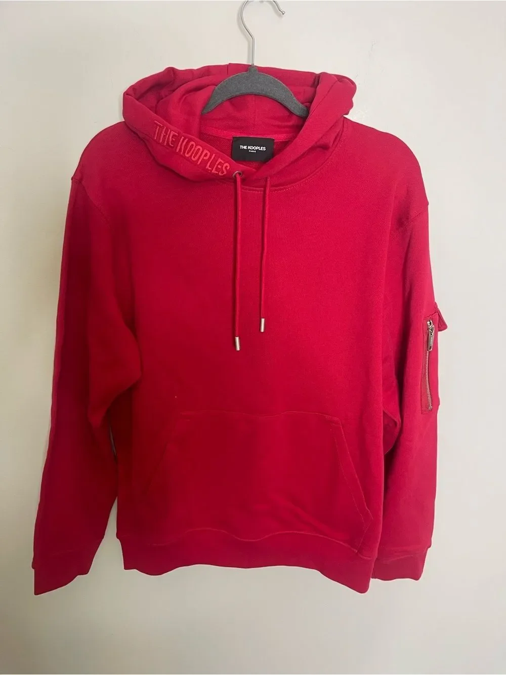 $275 The Kooples Red Hoodie Size Premium Cotton Streetwear Pullover NWT